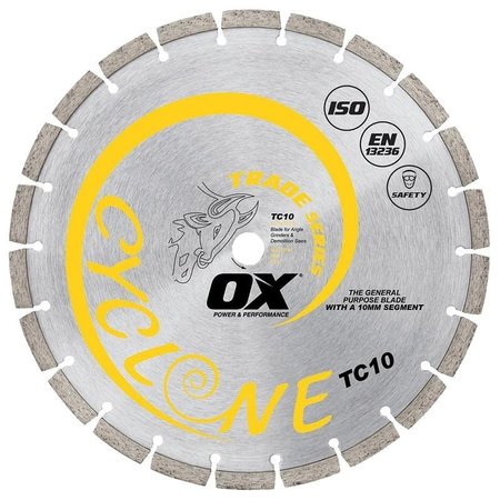OX TOOLS TRADE TC10 Blade, 4 in Dia, 78 to 58 in Arbor, Steel Cutting Edge, Segmented Rim OX-TC10-4